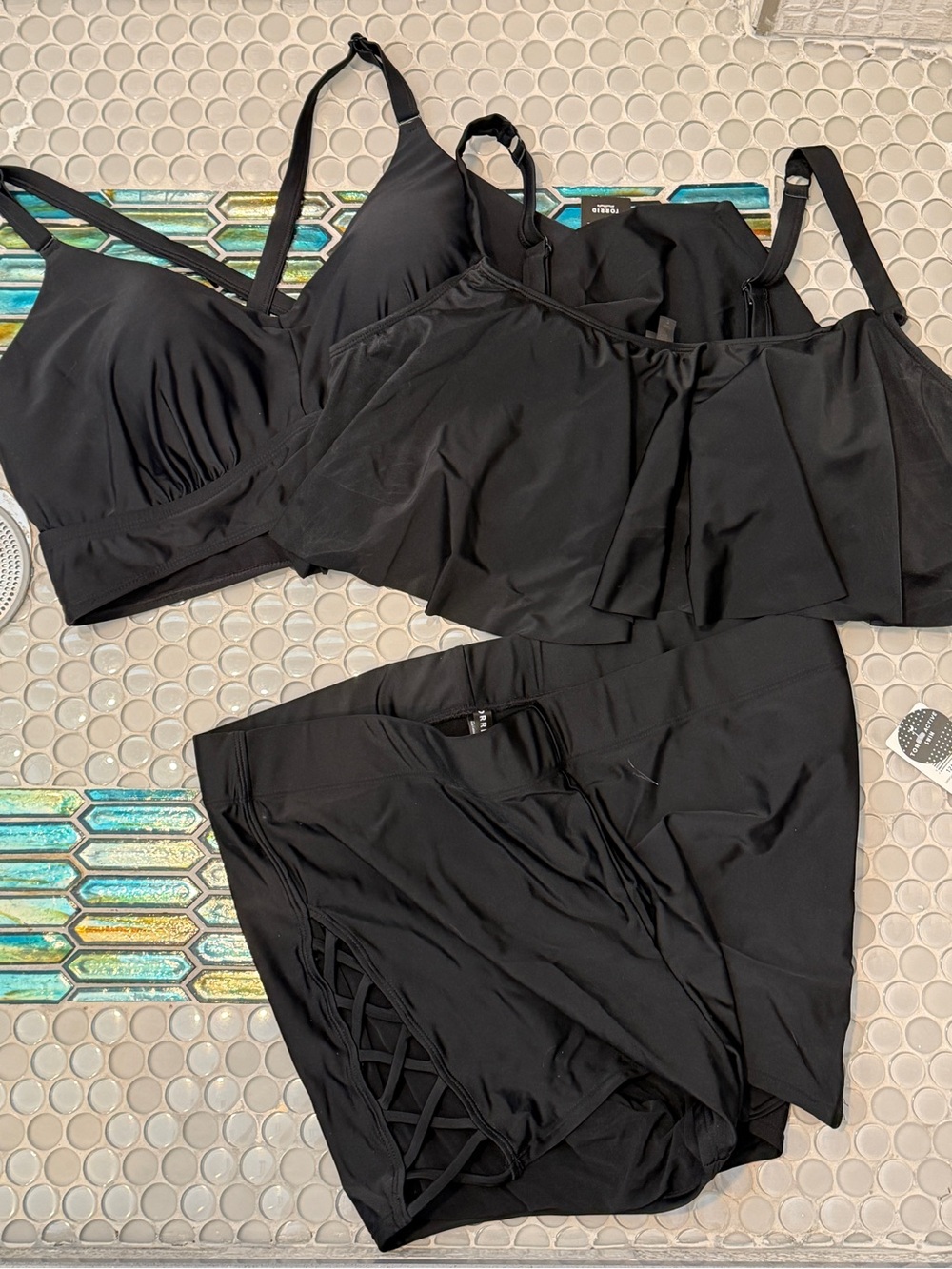 NWT - Women’s Black Swim Set - Swim Shorts and Two Tops